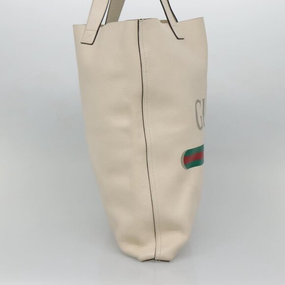 GUCCI Web Sherry Line Tote Bag Leather Ivory 572768 Auth mr1460 - Picture 5 of 16